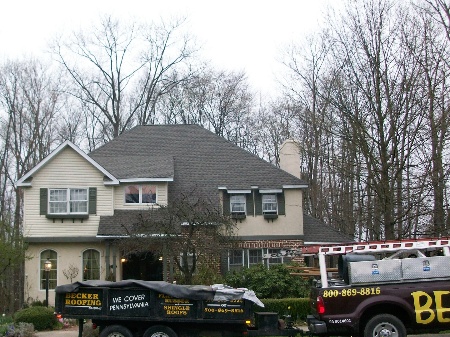 Complete exterior renovation project by Becker Construction showing full home remodeling in Pennsylvania